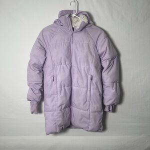 All In Motion Youth Kids Purple Lined Hoodie Keyhole Sleeve Puffer Jacket 10/12